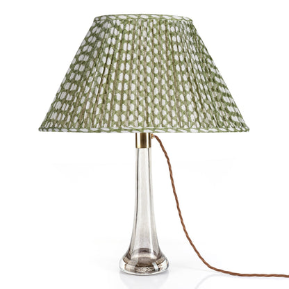 16 Inch Oval Gathered Bedwyn Lampshade - Green Wicker