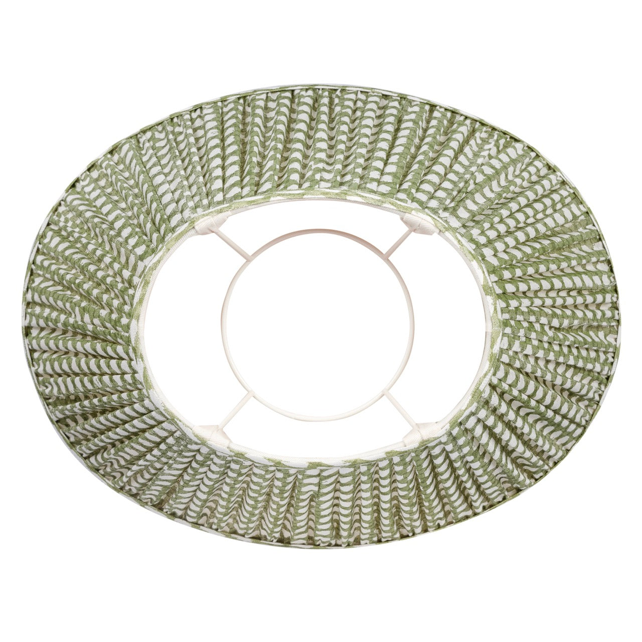 16 Inch Oval Gathered Bedwyn Lampshade - Green Wicker