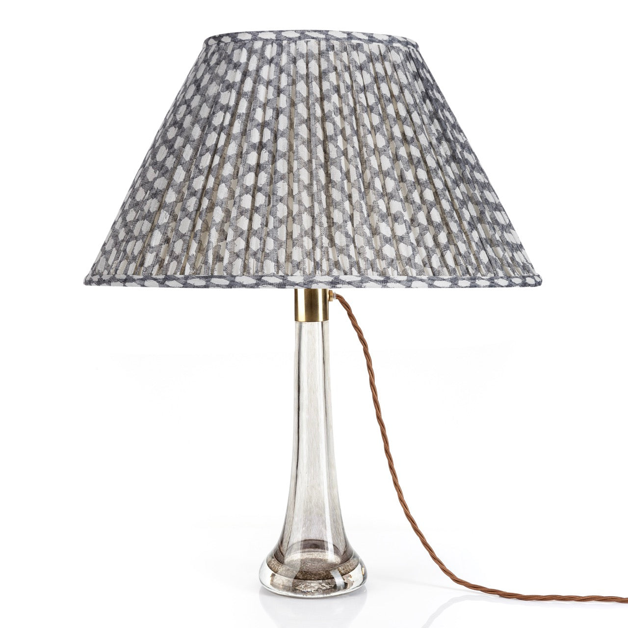16 Inch Oval Gathered Bedwyn Lampshade - Grey Wicker