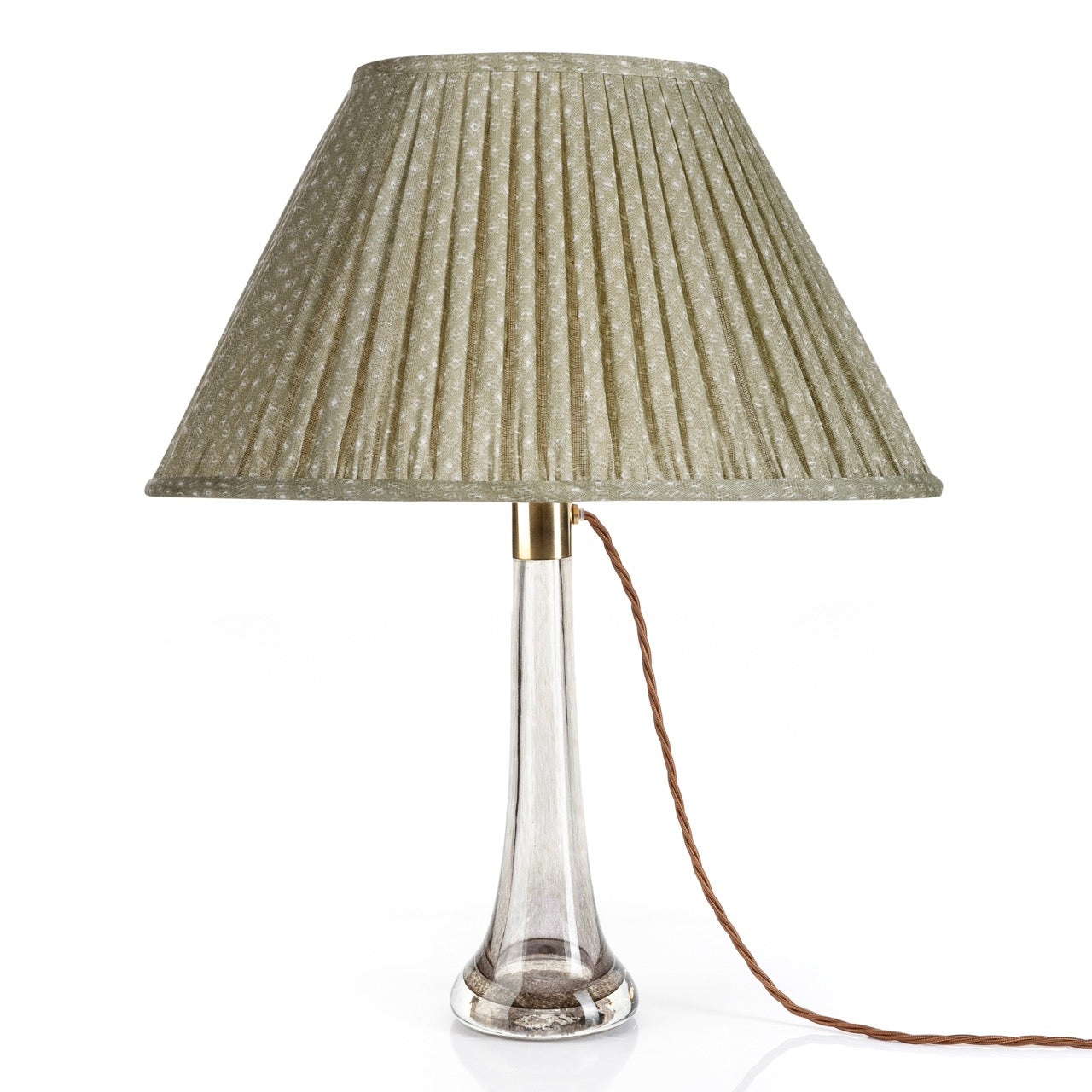 16 Inch Oval Gathered Bedwyn Lampshade - Green Figured