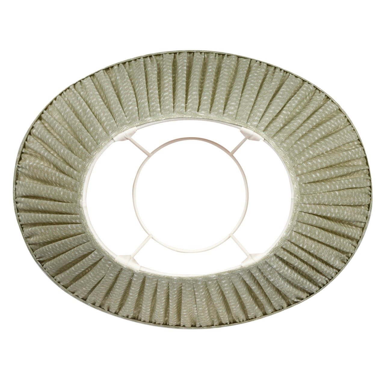 16 Inch Oval Gathered Bedwyn Lampshade - Green Figured