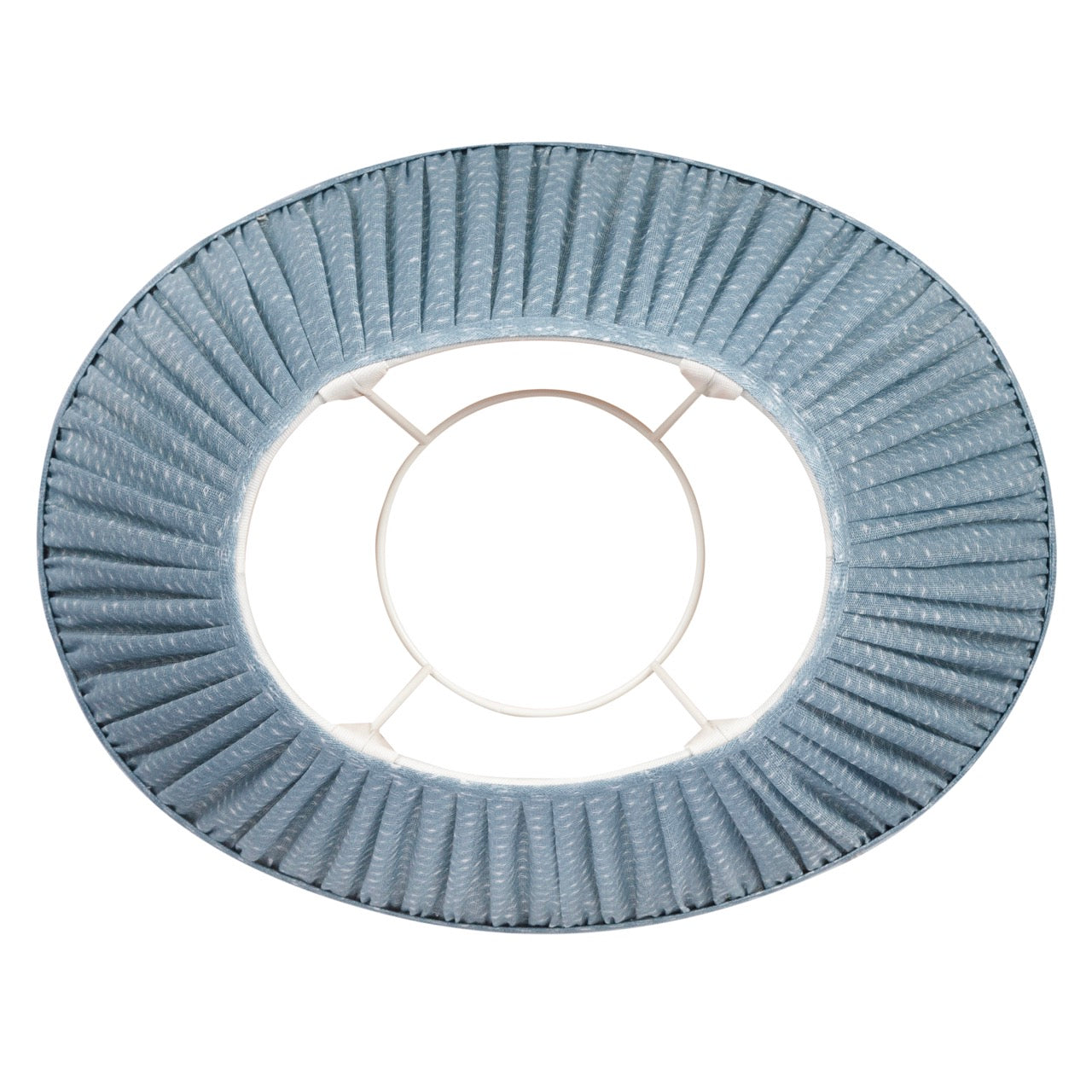 16 Inch Oval Gathered Bedwyn Lampshade - Blue Figured