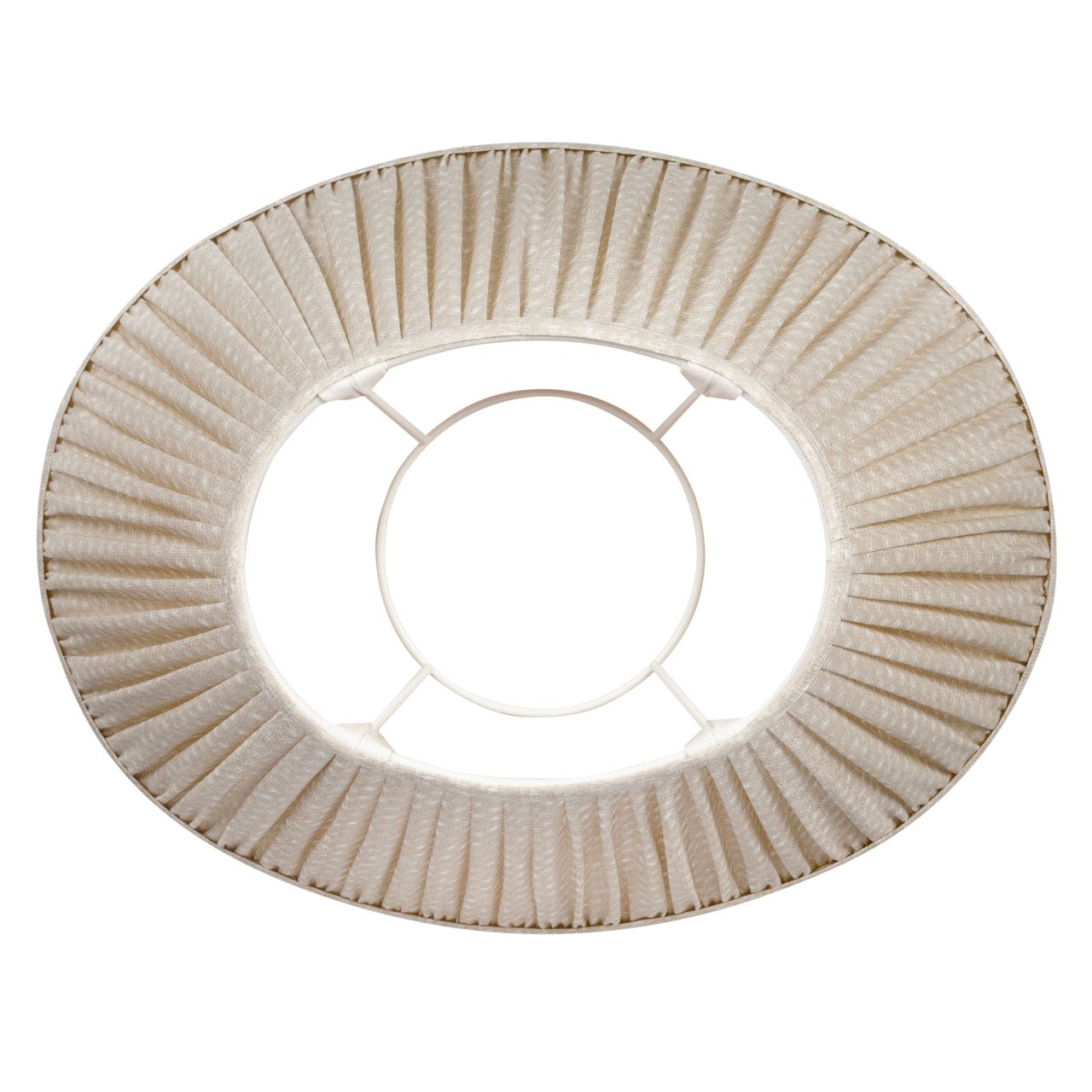 16 Inch Oval Gathered Bedwyn Lampshade - Ecru Figured