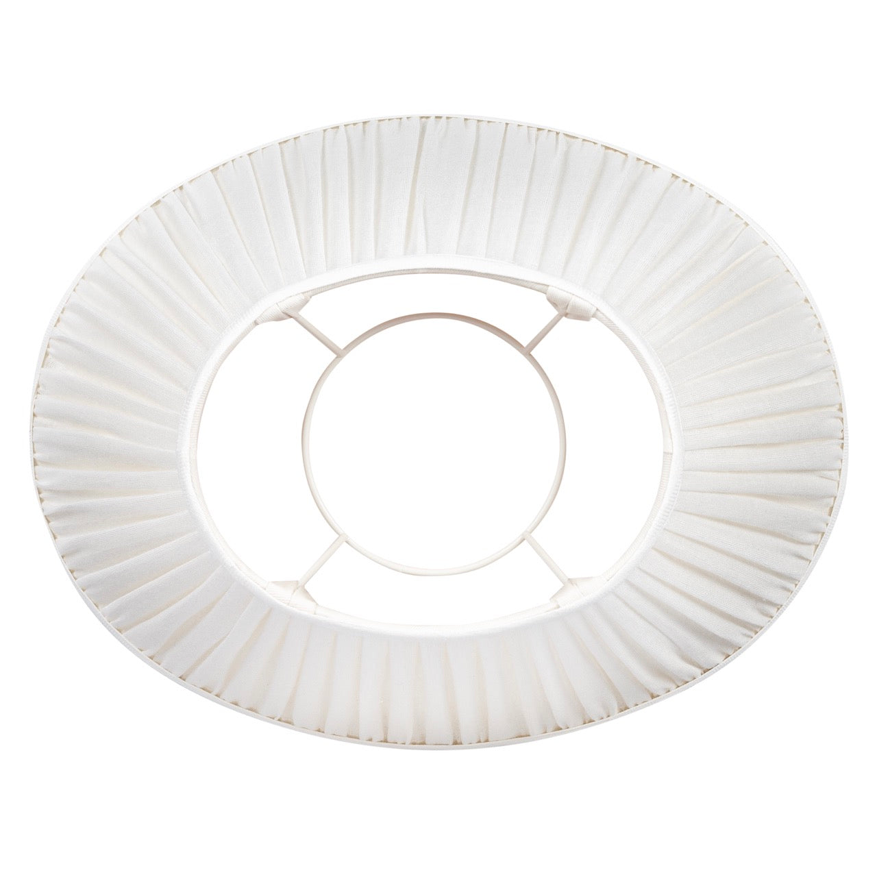 16 Inch Oval Gathered Bedwyn Lampshade - Ivory Plain