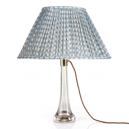 16 Inch Oval Gathered Bedwyn Lampshade - Light Blue Wicker