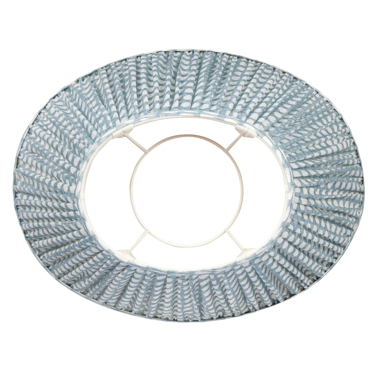 16 Inch Oval Gathered Bedwyn Lampshade - Light Blue Wicker