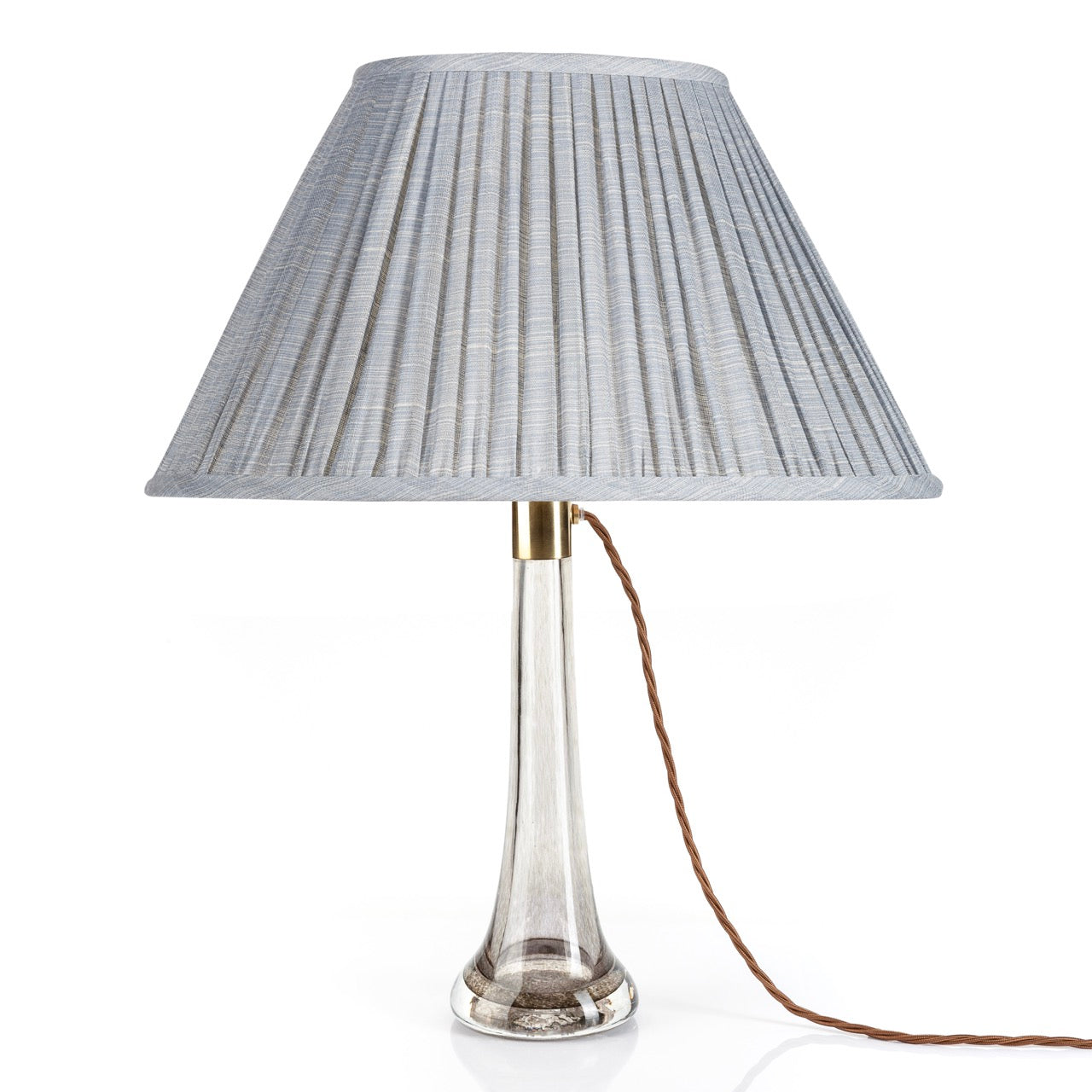 16 Inch Oval Gathered Bedwyn Lampshade - Blue Moire