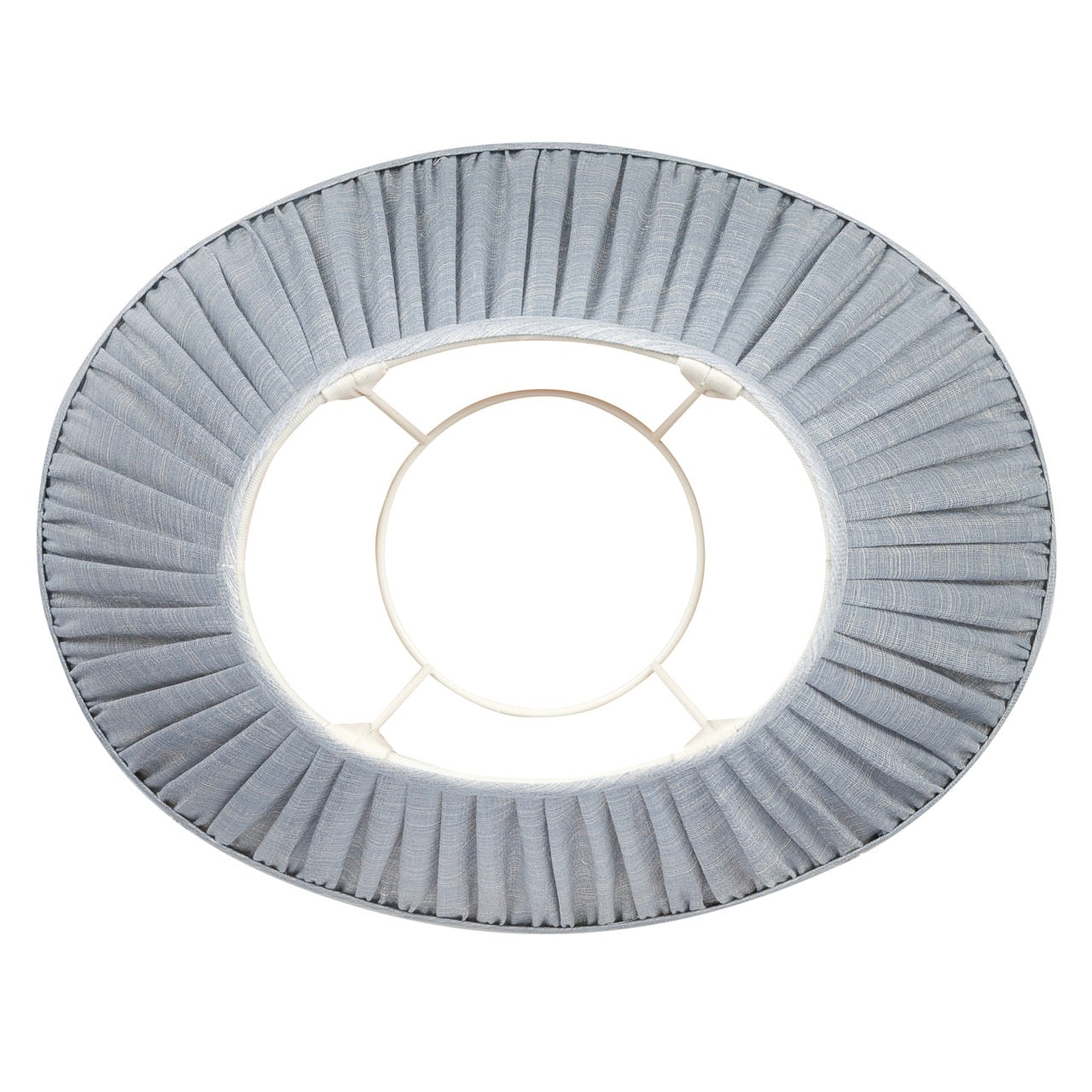 16 Inch Oval Gathered Bedwyn Lampshade - Blue Moire