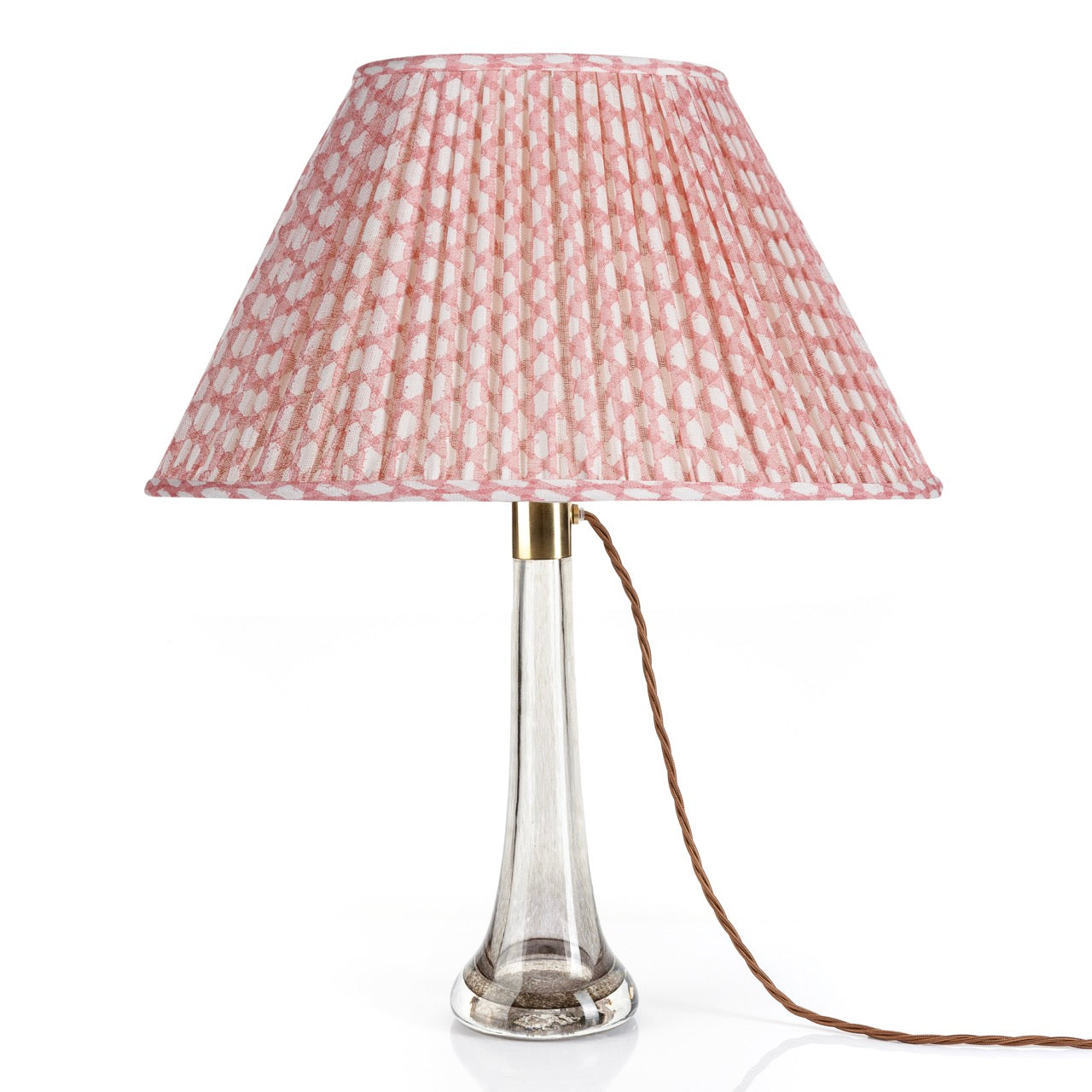 16 Inch Oval Gathered Bedwyn Lampshade - Pink Wicker