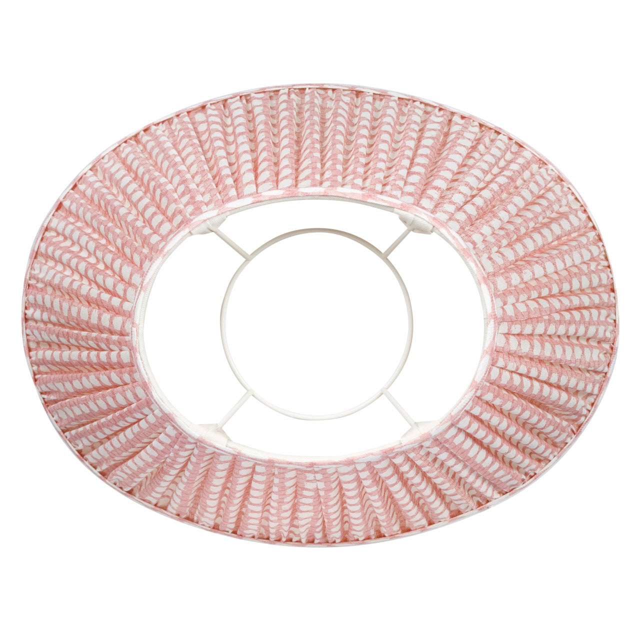 16 Inch Oval Gathered Bedwyn Lampshade - Pink Wicker