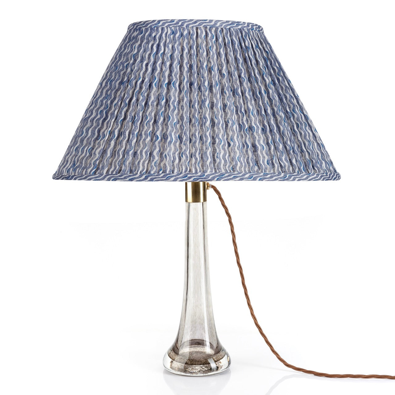 16 Inch Oval Gathered Bedwyn Lampshade - Blue Popple