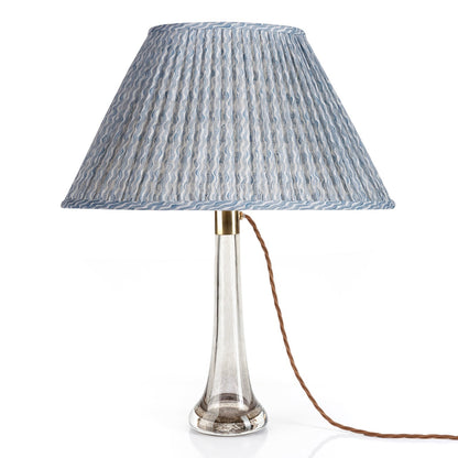 16 Inch Oval Gathered Bedwyn Lampshade - Light Blue Popple