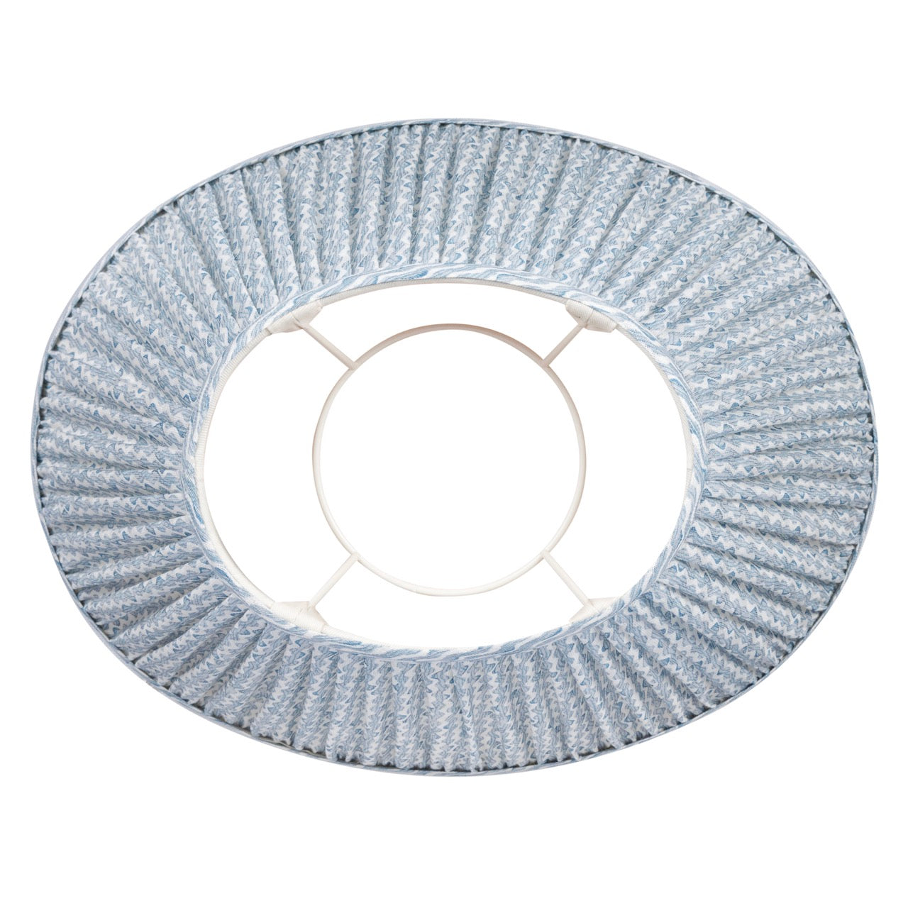16 Inch Oval Gathered Bedwyn Lampshade - Light Blue Popple