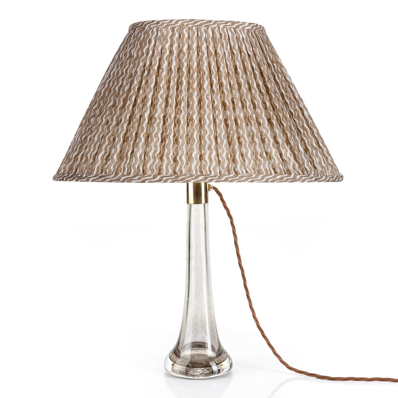 16 Inch Oval Gathered Bedwyn Lampshade - Nut Brown Popple