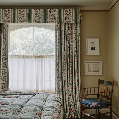 Floral Border Stripe - Moss