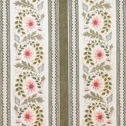 Floral Border Stripe - Moss