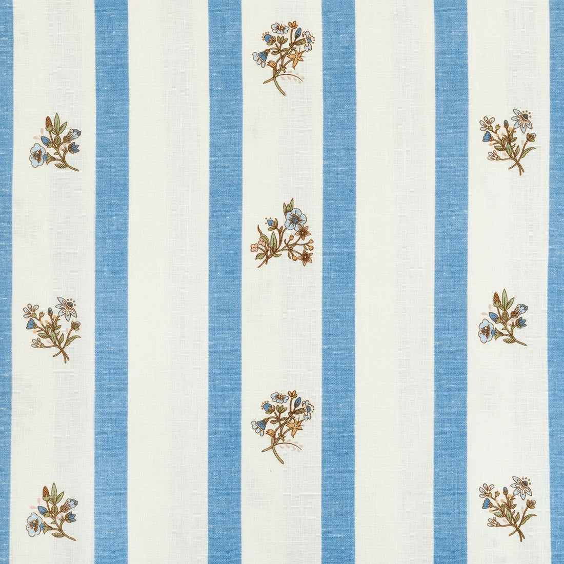 Flax and Field Posy Stripe - Cornflower Blue / Oyster
