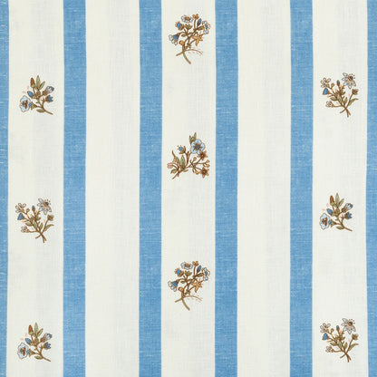 Flax and Field Posy Stripe - Cornflower Blue / Oyster