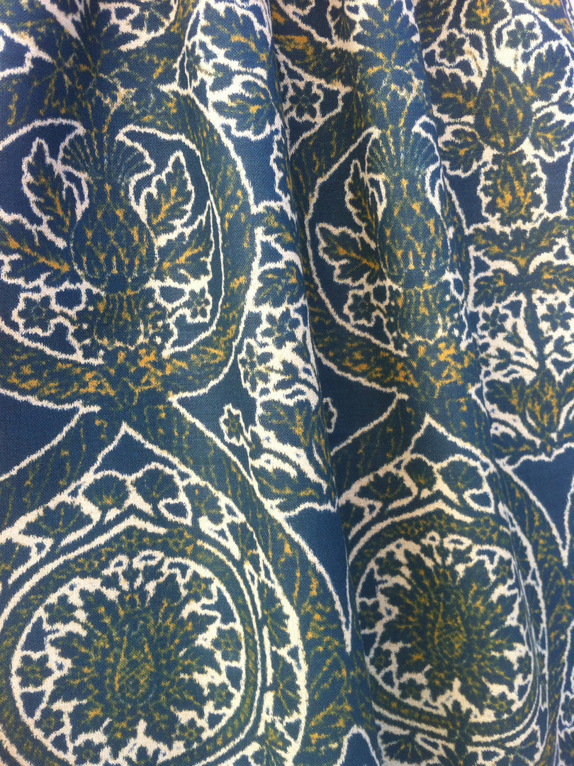 Thistle - Blue Gold on Natural Linen