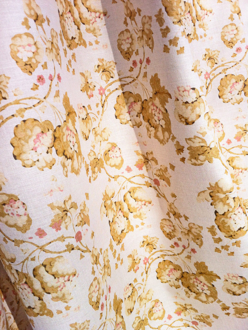 Pomegranate - Golds Pinks on Natural Linen (no background color)