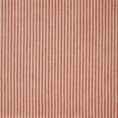 Narrow Stripe Linen - Terracotta / Natural