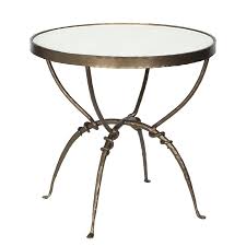 Liam Accent Table with Leather Top - Gold with White Leather Top