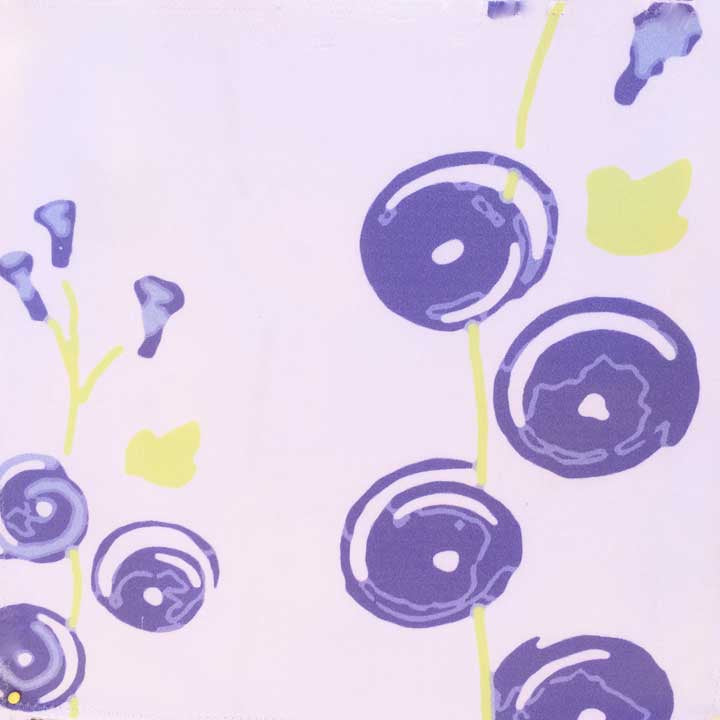 Hollyhocks - Pink Purple Chartreuse on Oyster White
