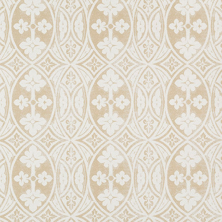 Gothic Wallpaper - Ivory on Taupe