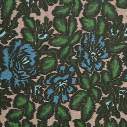 Jardin D'Ikat Sur Lin - Vert/Blue