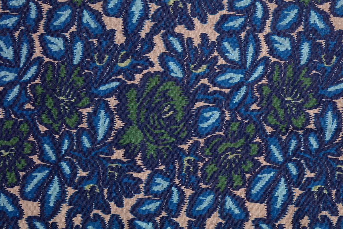 Jardin D'Ikat Sur Lin - Marine/Vert