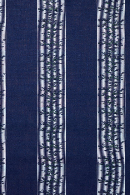 Rayure Ottoman Sur Lin - Blue Marine