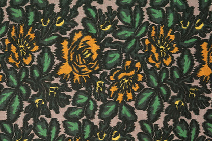 Jardin D'Ikat Sur Lin - Vert/Jaune