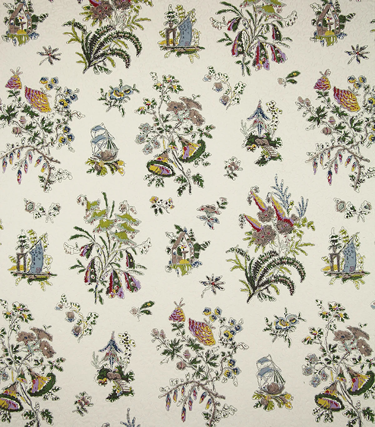 Flower Pagoda Quilted - Lime Ecru