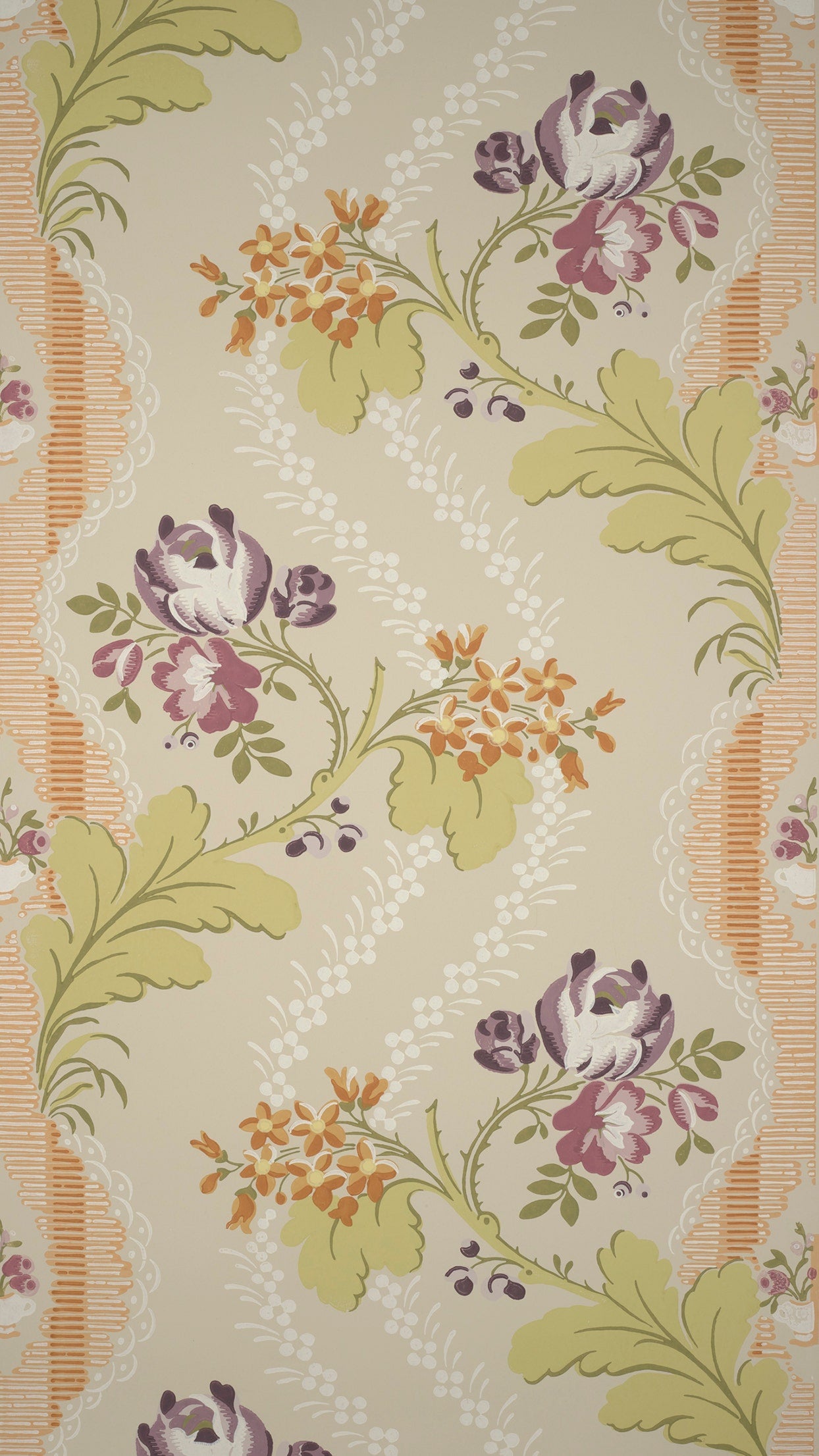 Roseanna Wallpaper - Purple/Mandarin