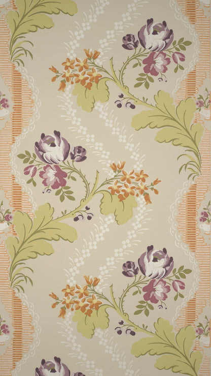 Roseanna Wallpaper - Purple/Mandarin