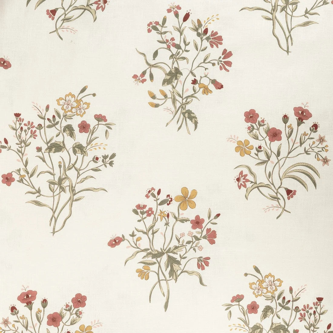 Flax and Field Flowers - Scarlet / Oyster