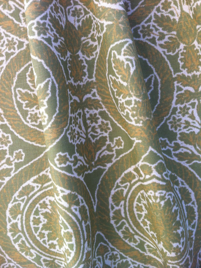 Thistle - Green Gold on Natural Linen