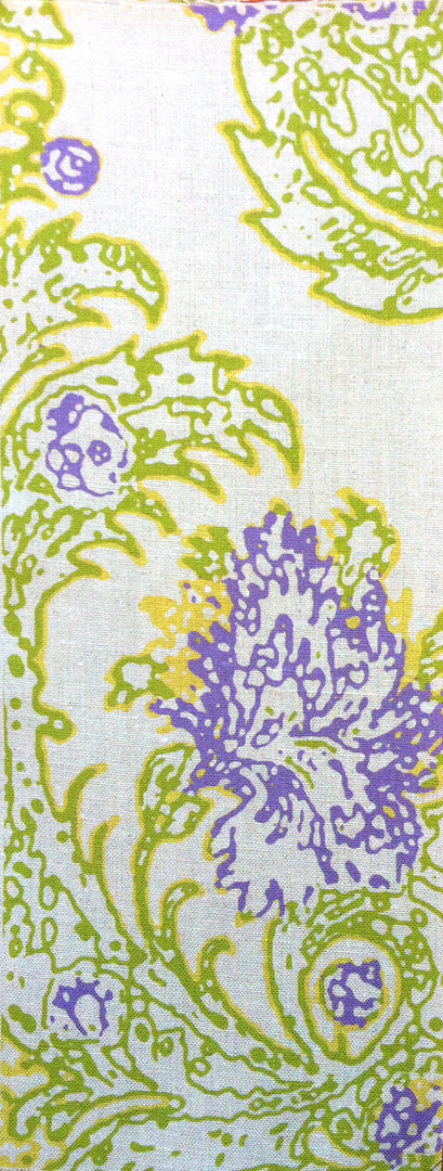 Boccanera - Lavender Yellow Chartreuse on Natural Linen