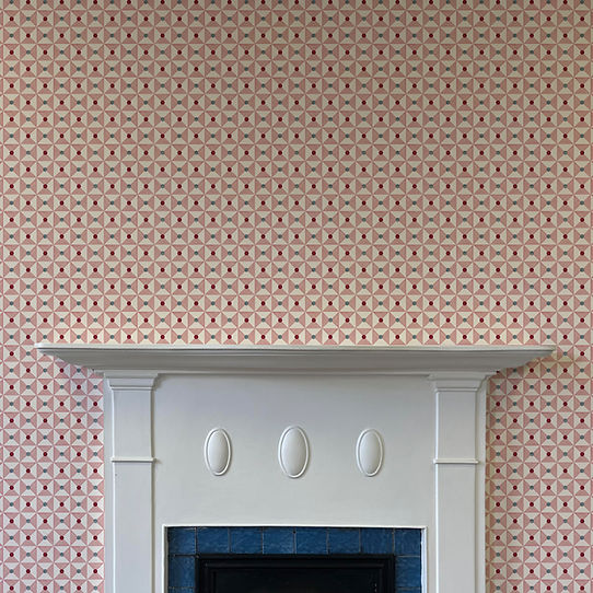 Broken Dishes Wallpaper - Mulberry Pink