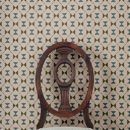Bow Tie Quilt Wallpaper - Blue & Green
