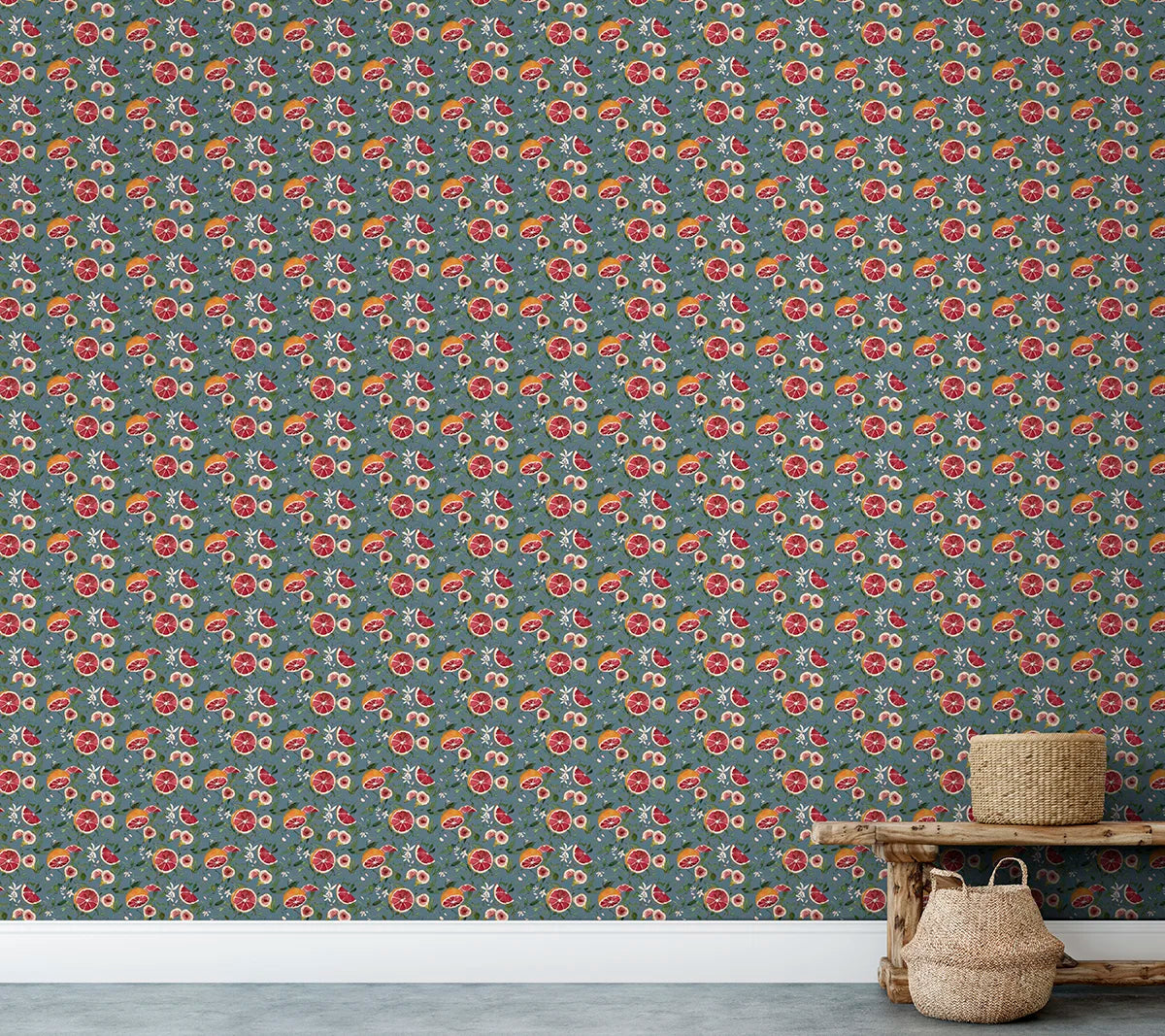 Blood Orange Wallpaper - Slate Blue