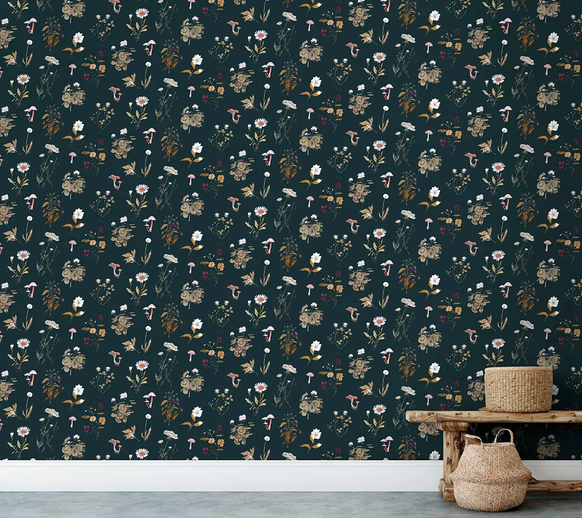 Botanical Wallpaper - Dirty Teal