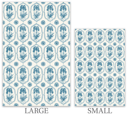 Besler Iris Wallpaper - Siam Blue, Soft White Large