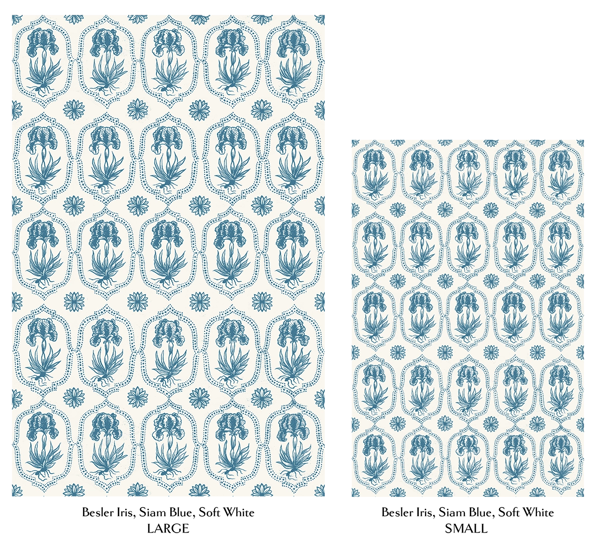 Besler Iris Wallpaper - Siam Blue, Soft White Large