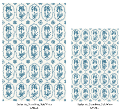 Besler Iris Wallpaper - Siam Blue, Soft White Large