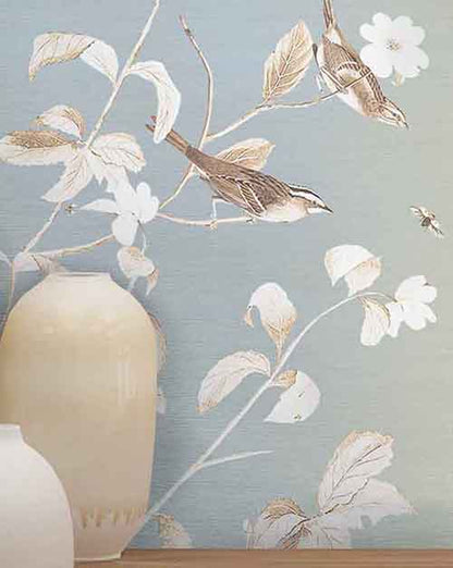 Botanical-Silk - Skylight (Pale Blue)