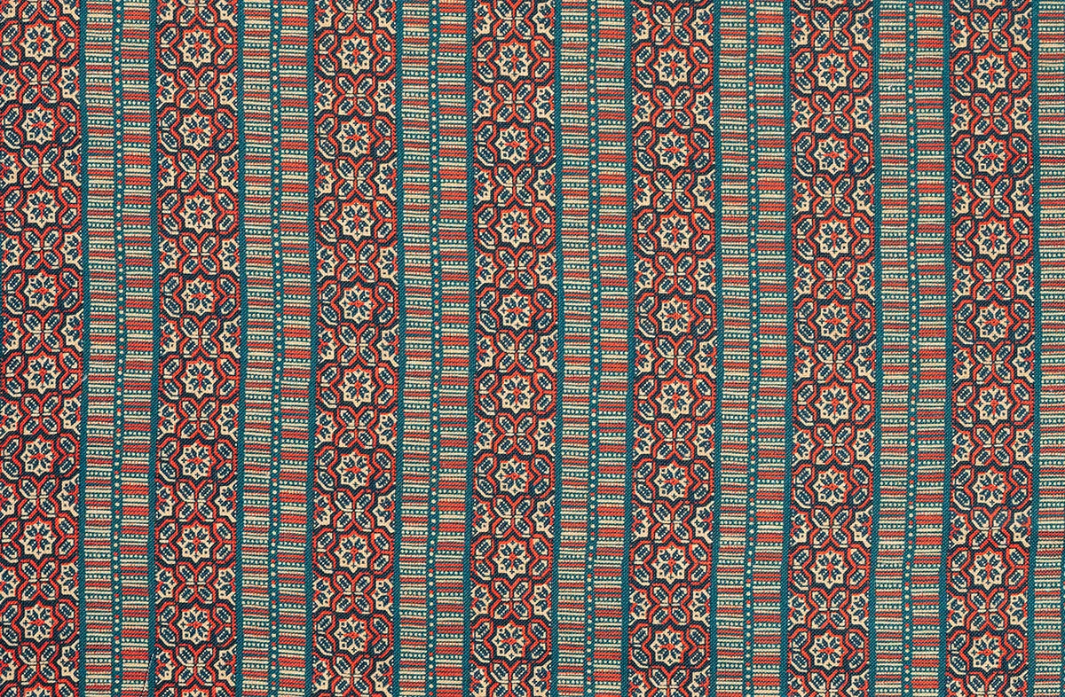 Casimir Raye Sur Lin - Corail Fond Peacock