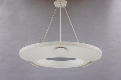 Petite Wolfe Disk Pendant 36in - White Plaster