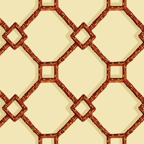 Brighton Bamboo Wallpaper - Red on Tan