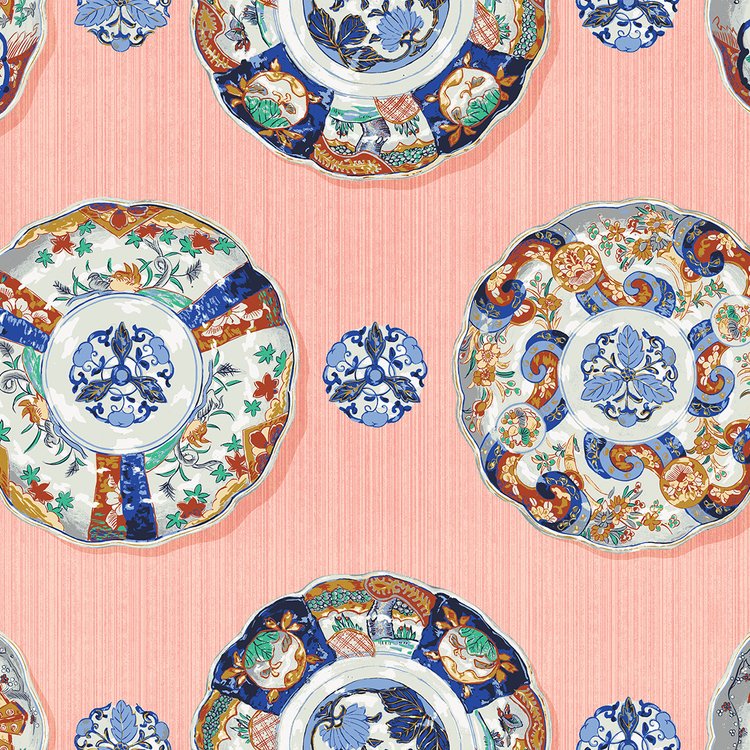 Imari Wallpaper - Coral